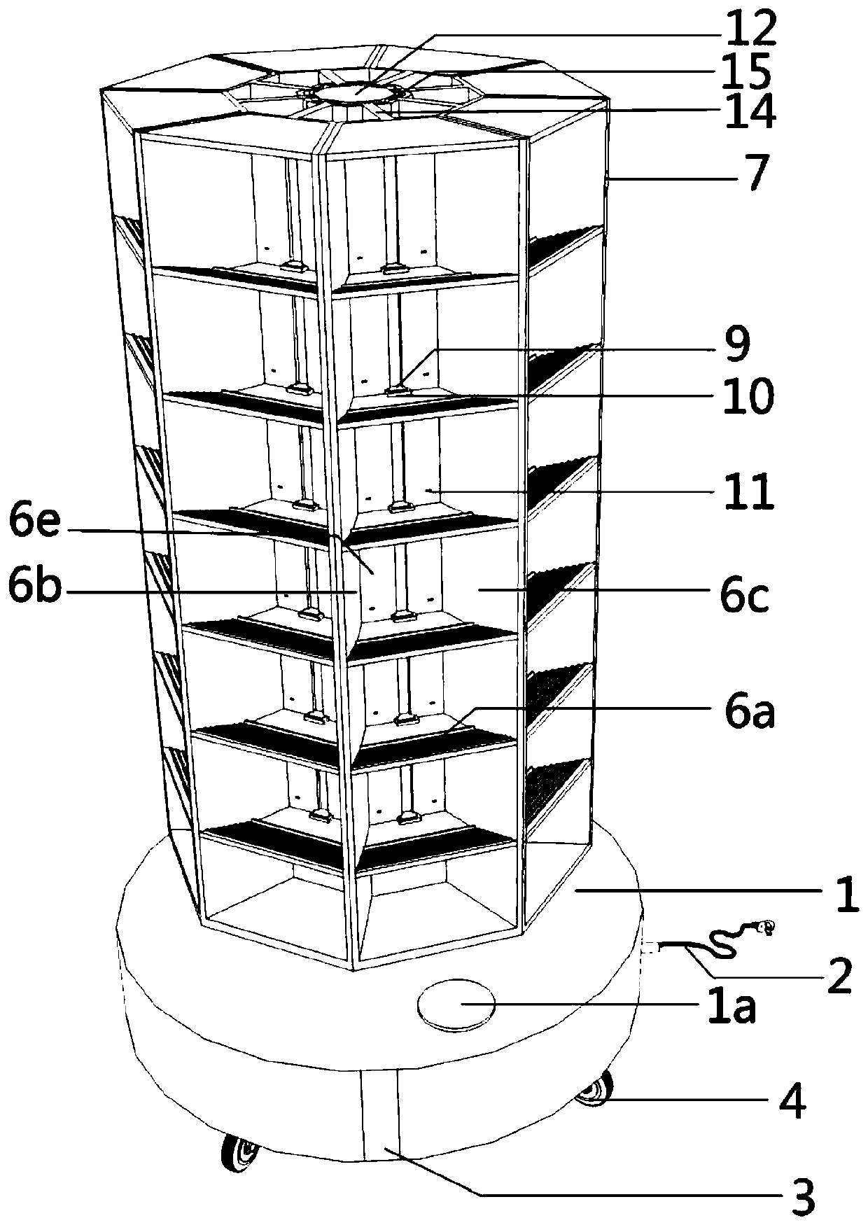 Multilayer three-dimensional greening device capable of rotating for lighting
