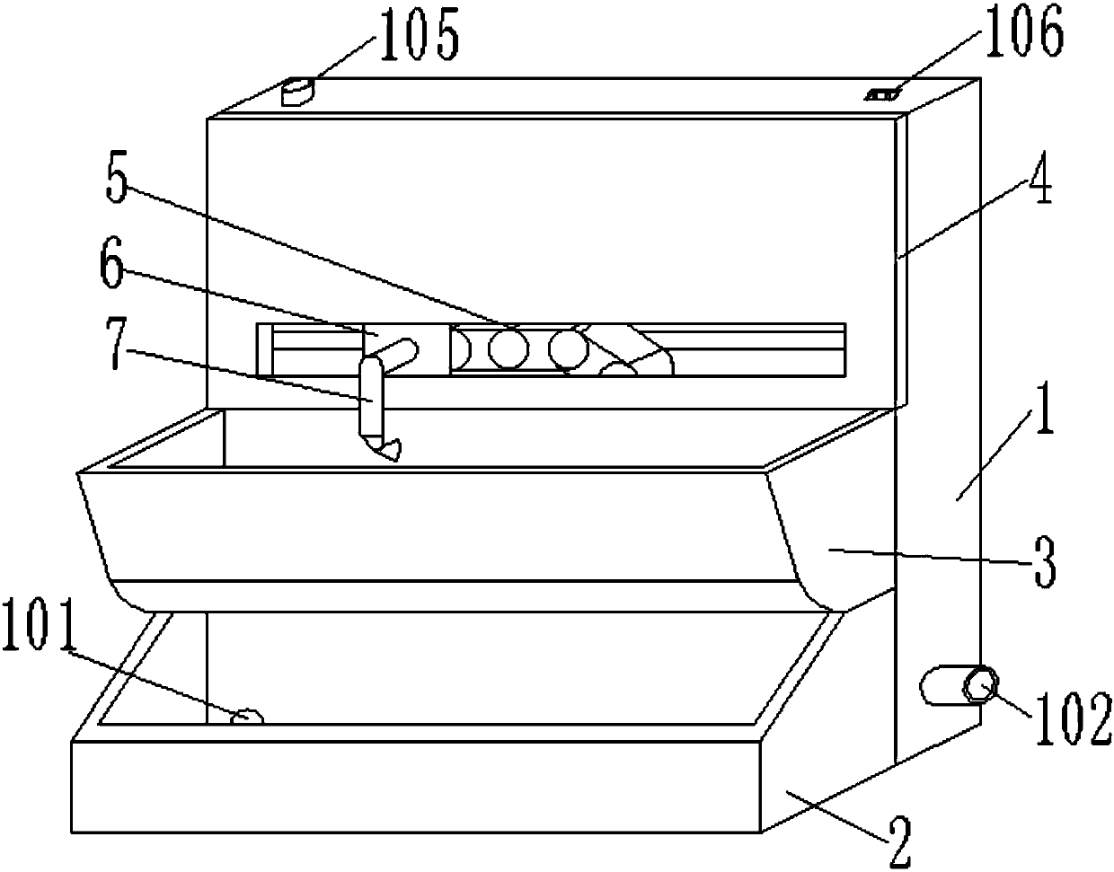 Livestock feeding trough with self-cleanable structure