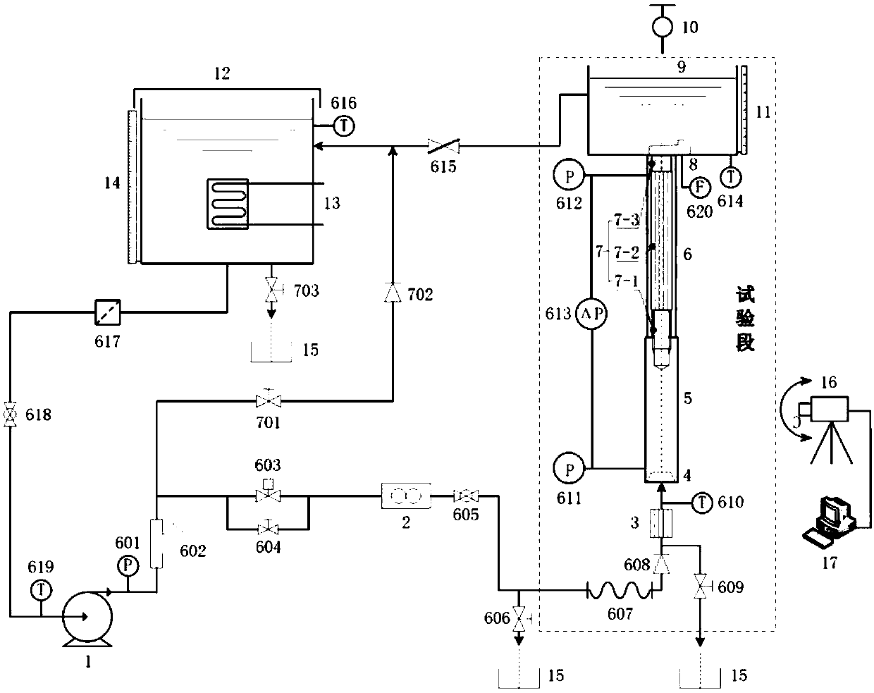 A test system and test method for a nuclear reactor passive shutdown device