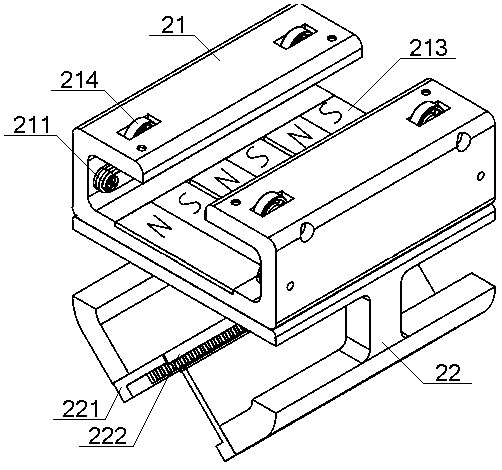 Magnetic-suspension-type flat knitting machine front movement device