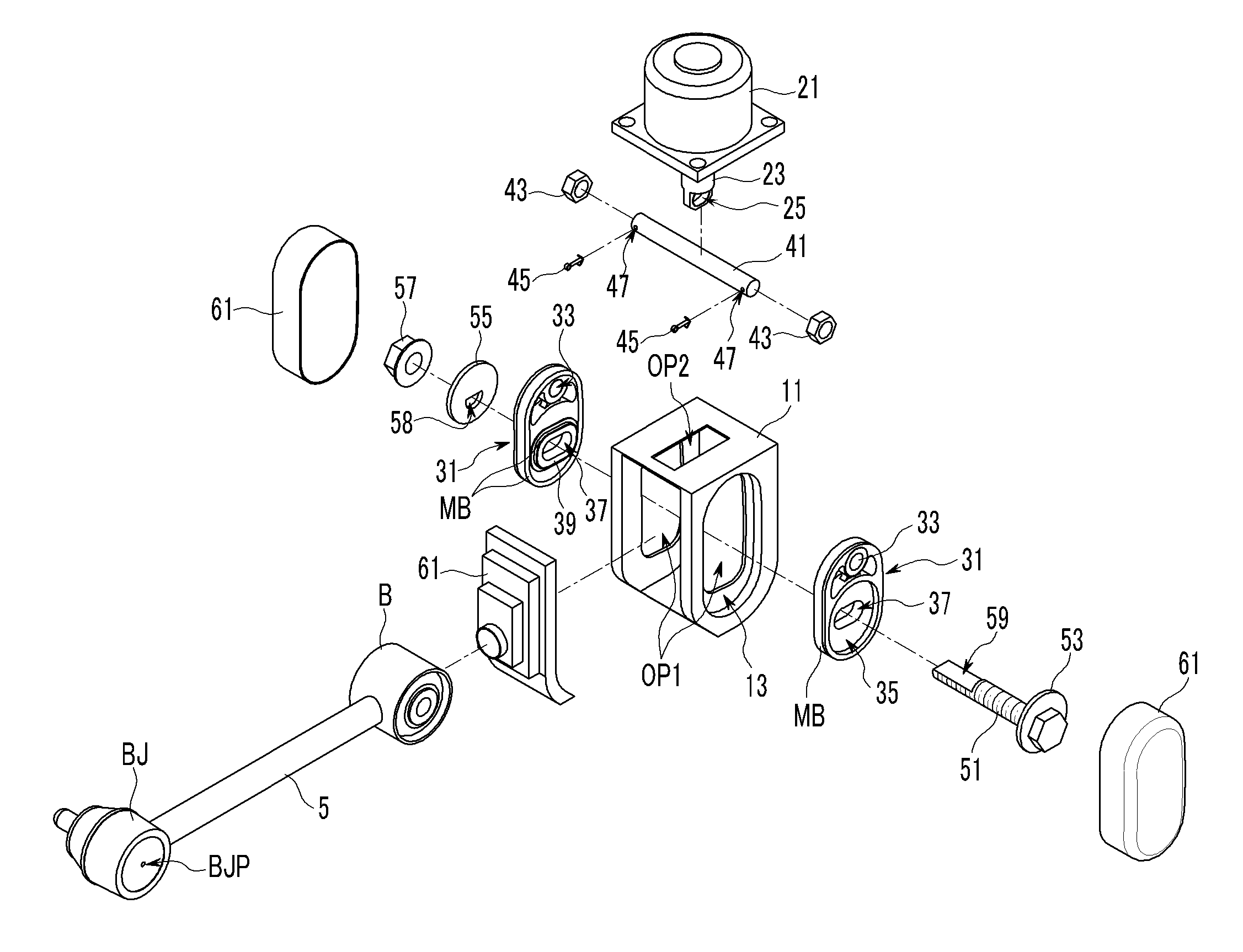 Active geometry control suspension system and actuating device driving the same