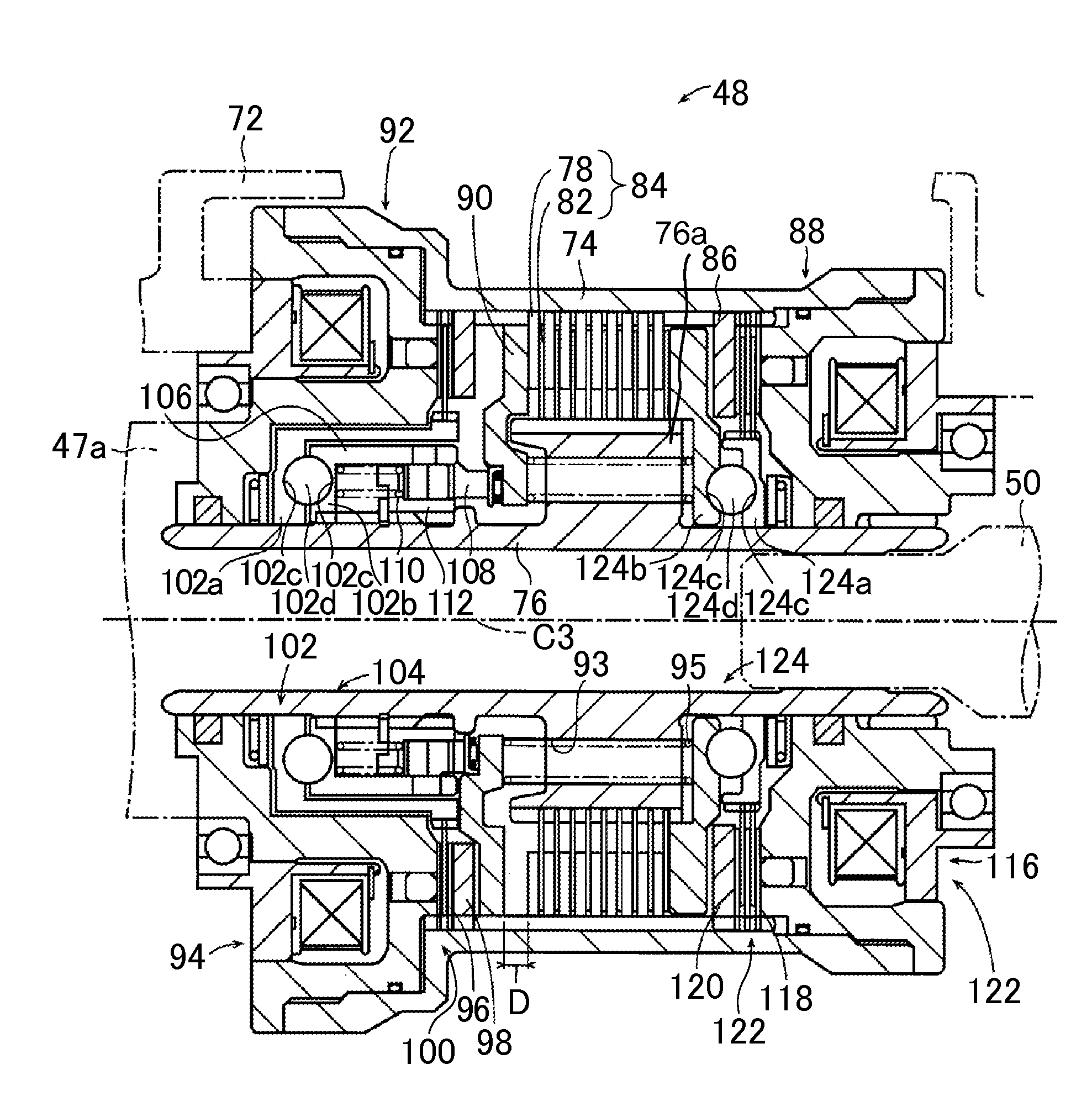 Multiple disc clutch device for vehicle