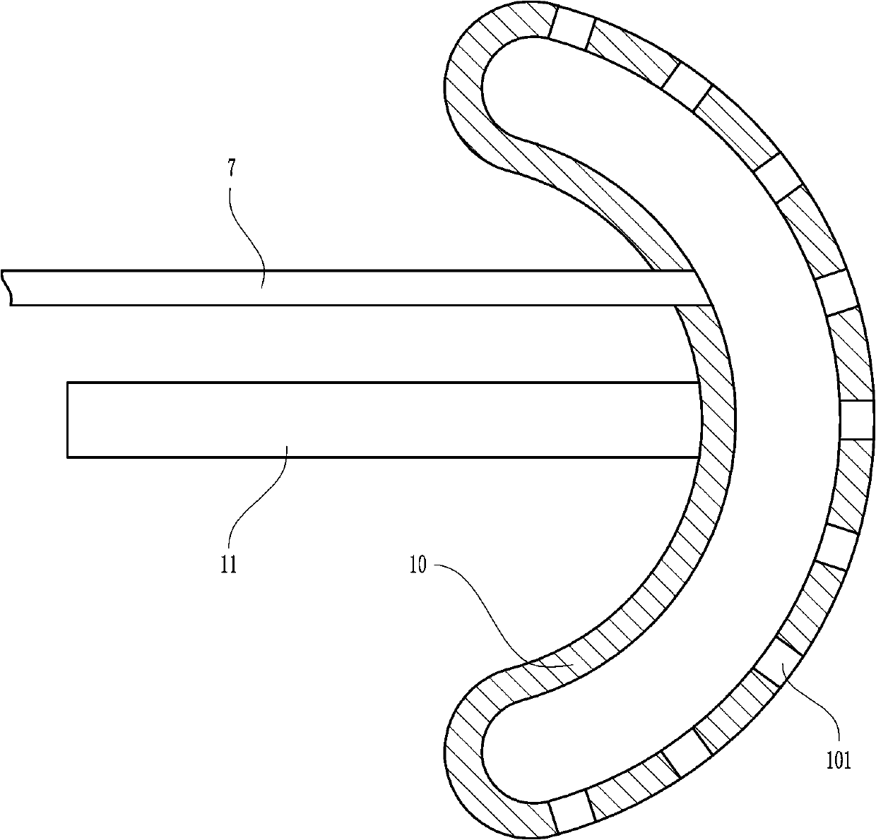 An adjustable sprinkler device for lining concrete used in tunnel construction