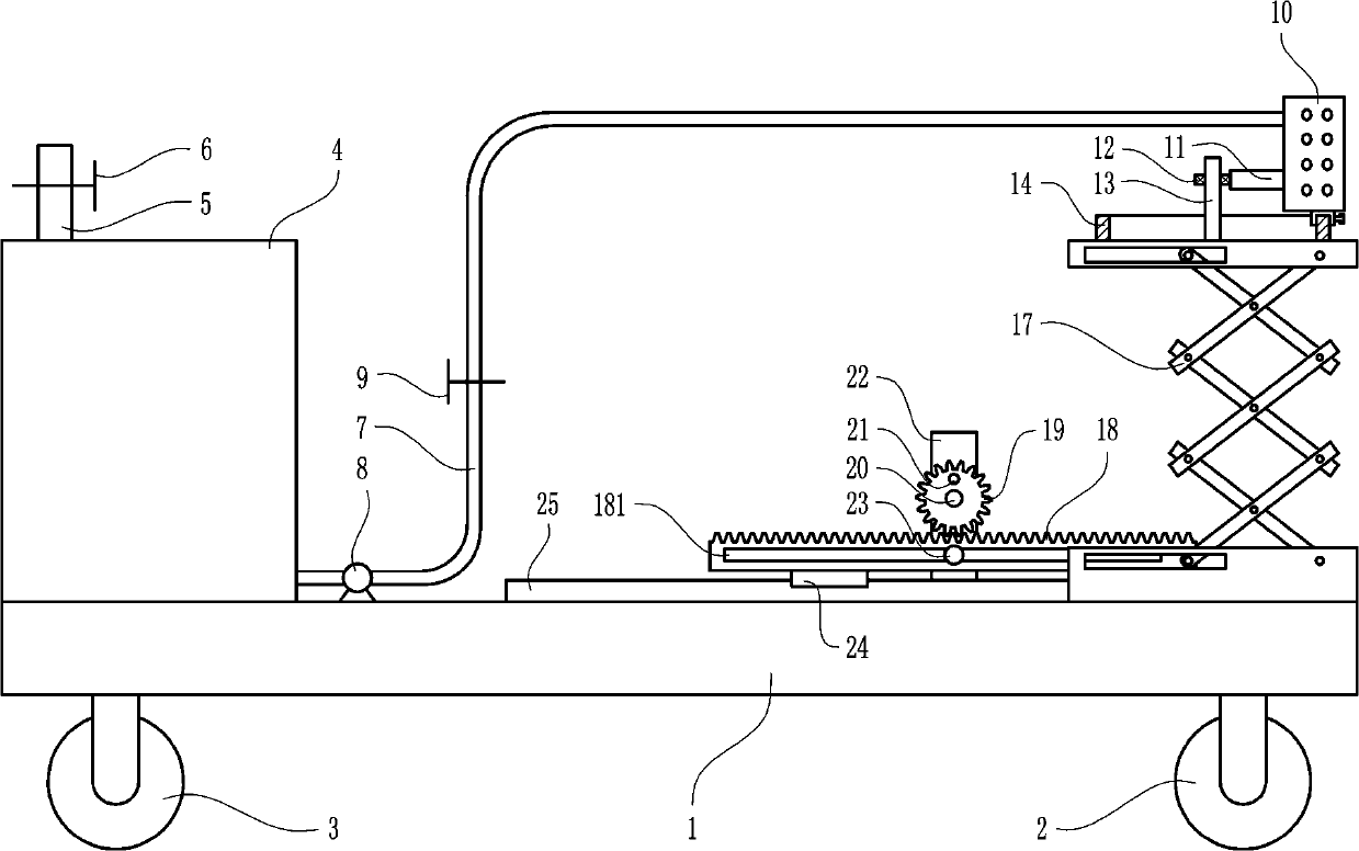 An adjustable sprinkler device for lining concrete used in tunnel construction