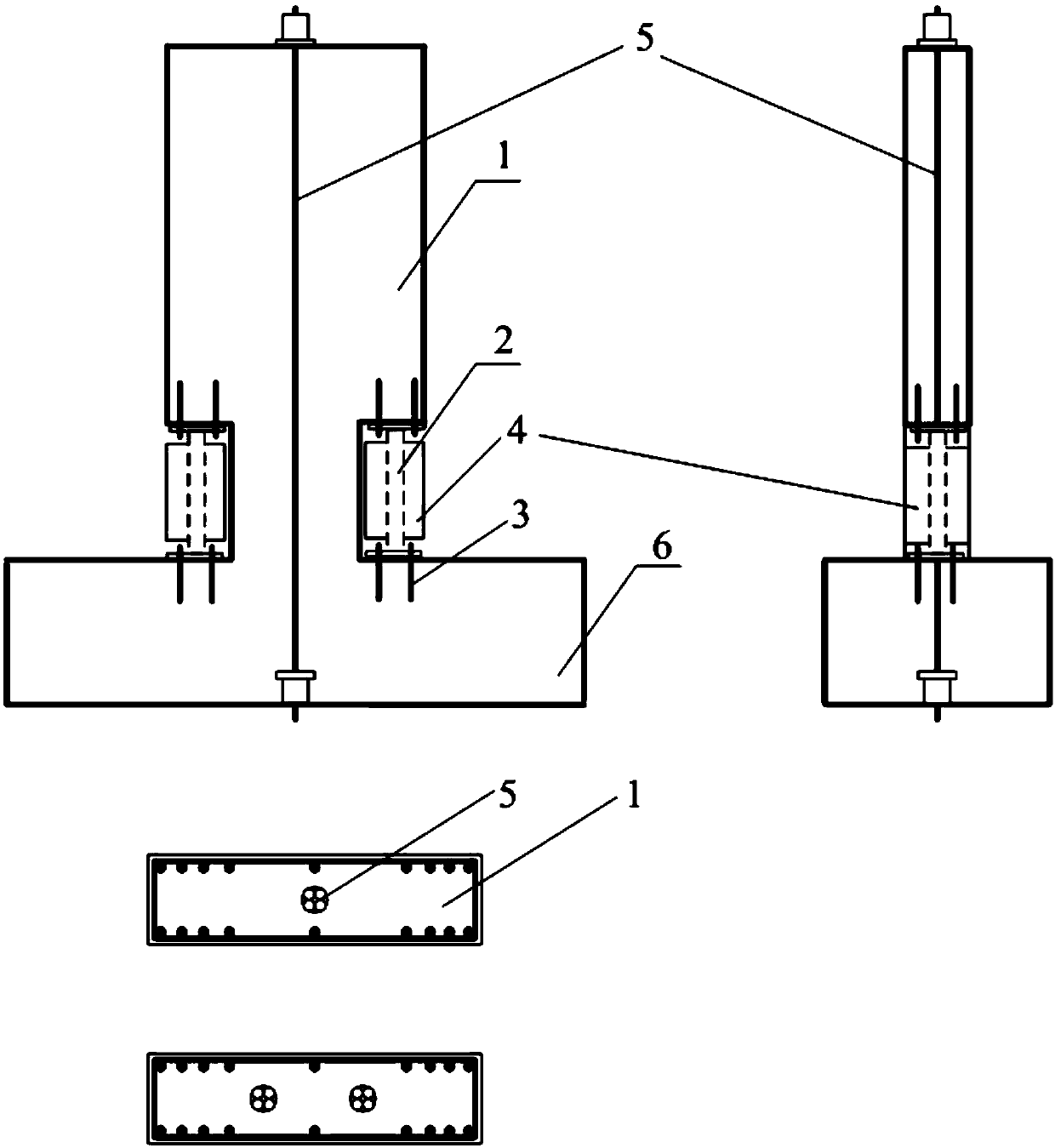 Anti-buckling energy consumption supporting non-damage shear wall with restorable function