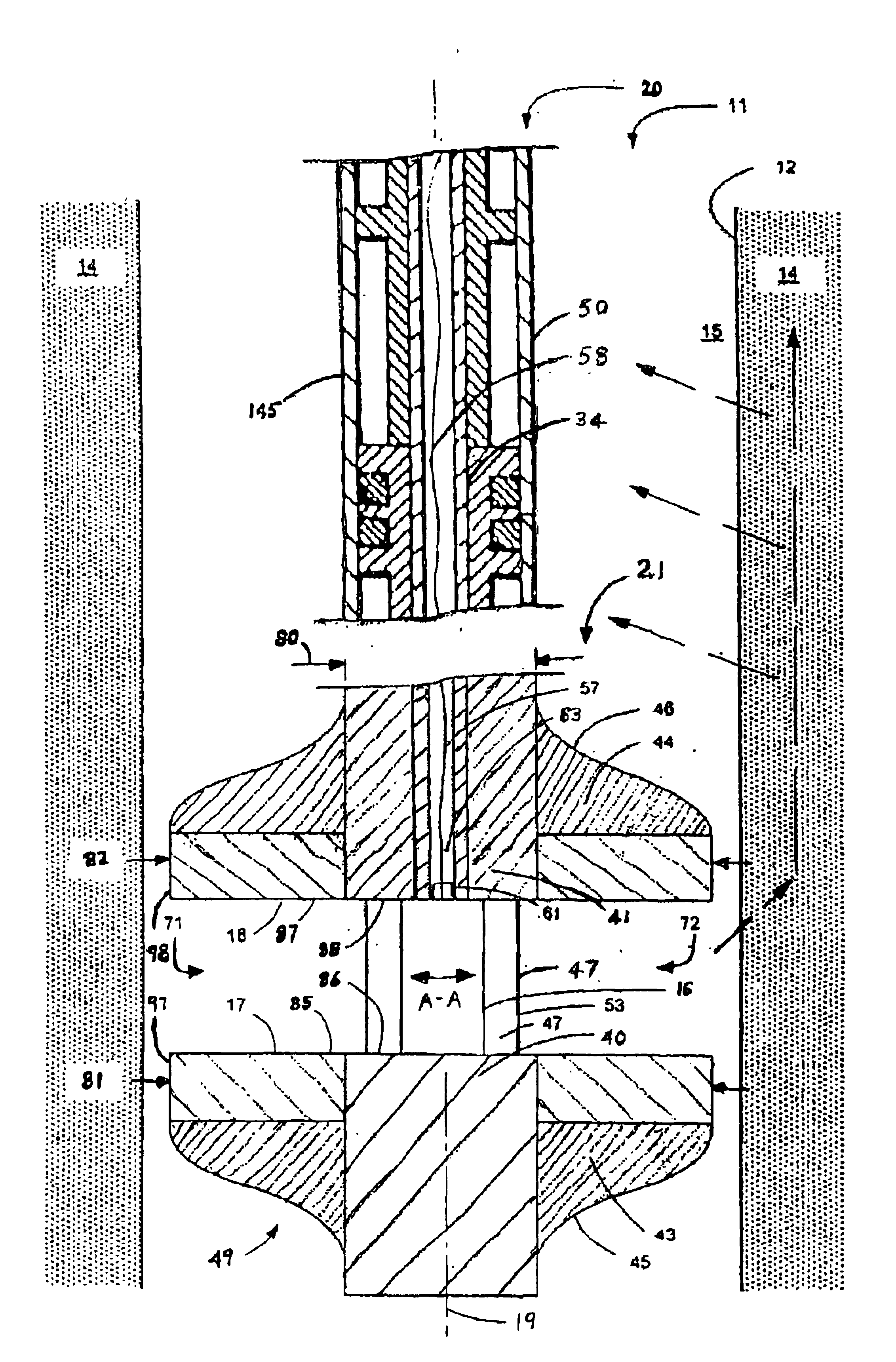 Oil well acoustic logging tool with baffles forming an acoustic waveguide