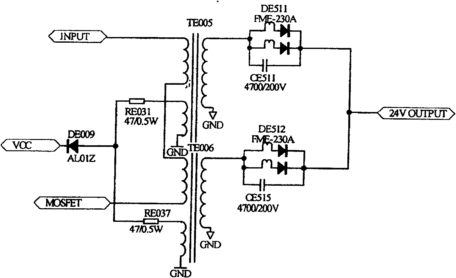 Power supply circuit and TV set with said power supply circuit