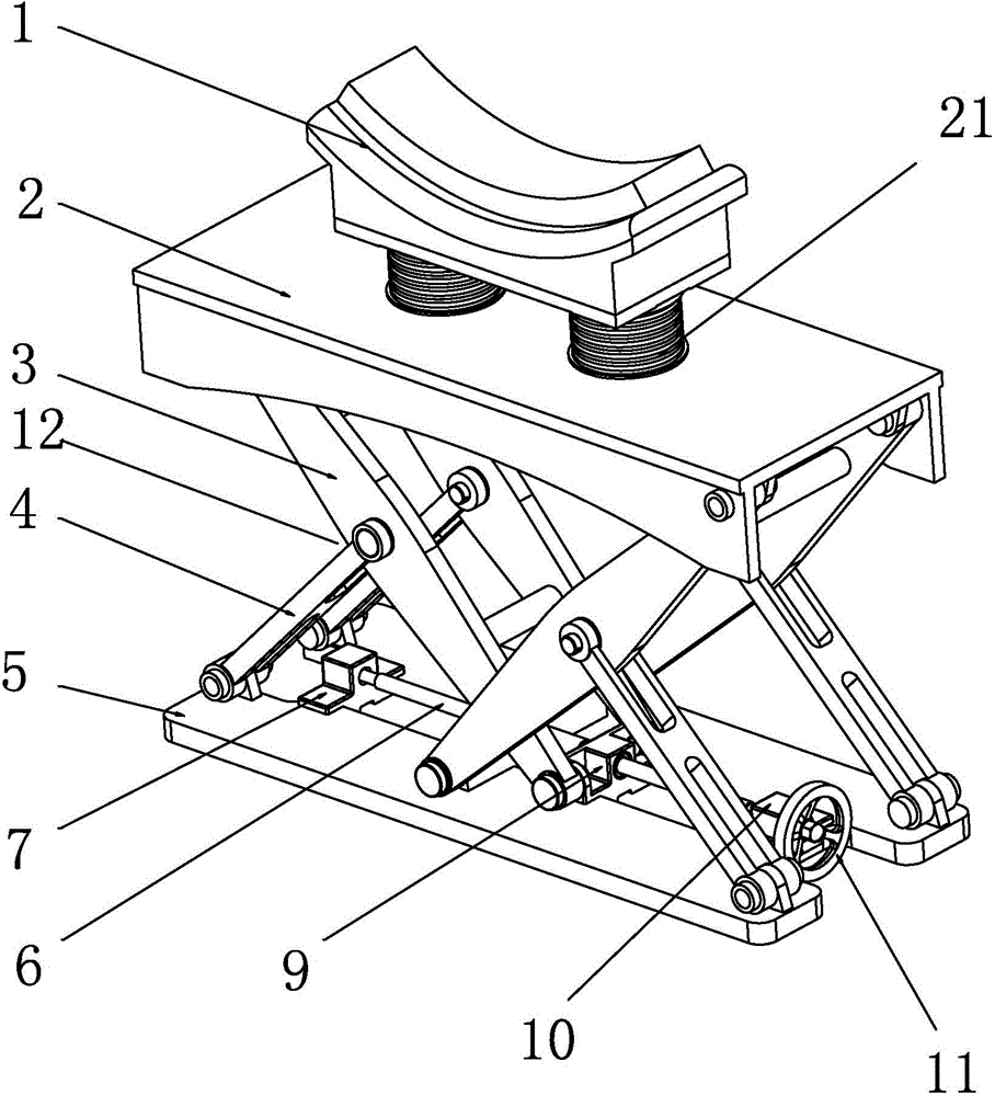 Scissors fork lifting type auxiliary supporting mechanism capable of being locked at random position