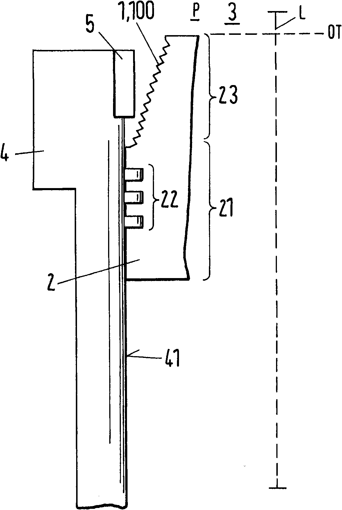 Reduction device for reducing gas pressure in piston ring group of reciprocating piston type internal combustion engine