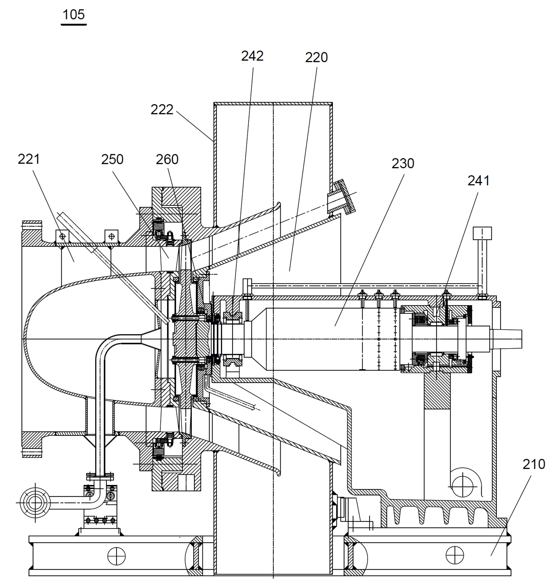 Coaxial constant-speed turbine set for blast furnace