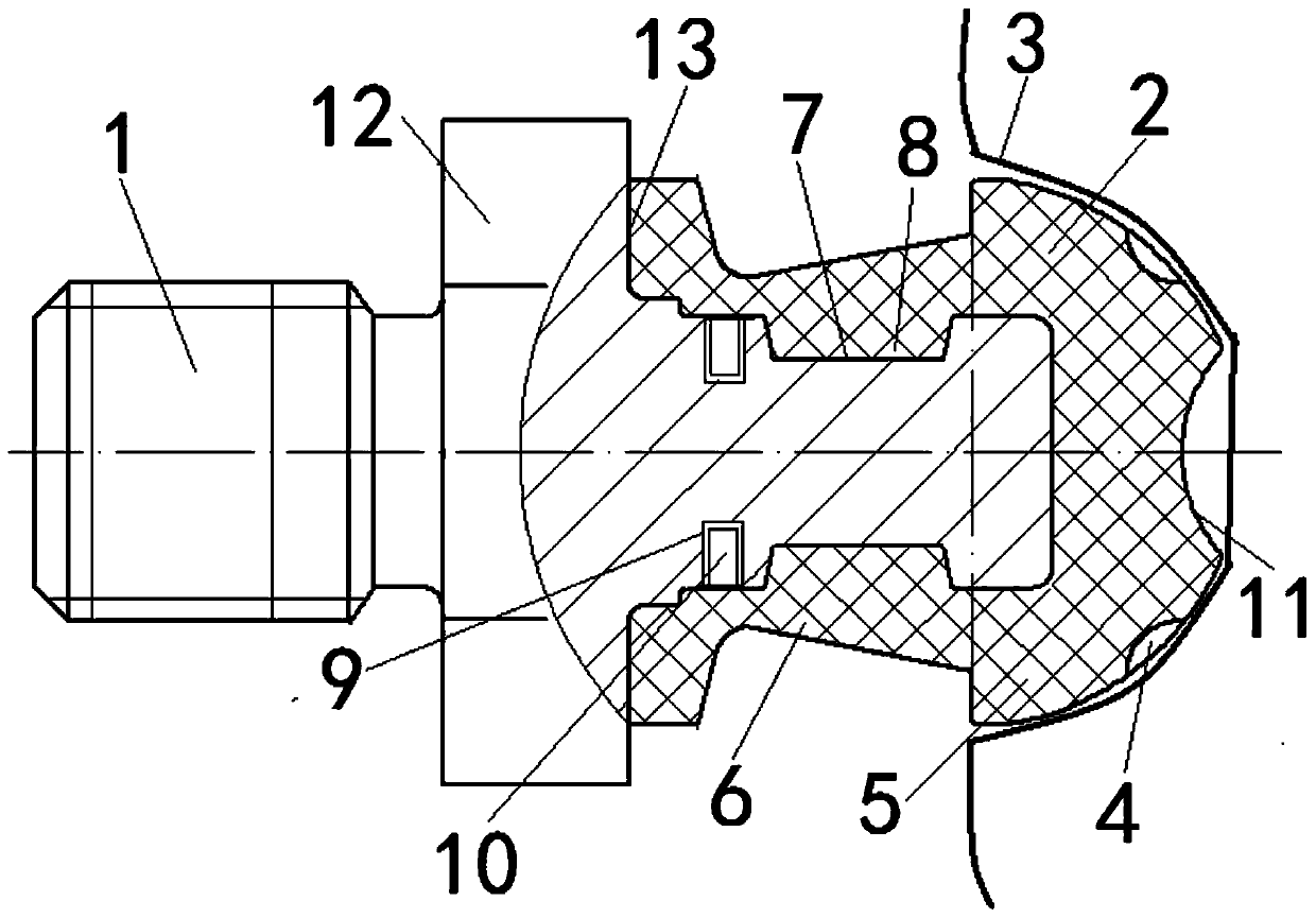 Gearbox release shifting fork supporting bolt with ball head part made of POE material and preparation method of gearbox release shifting fork supporting bolt