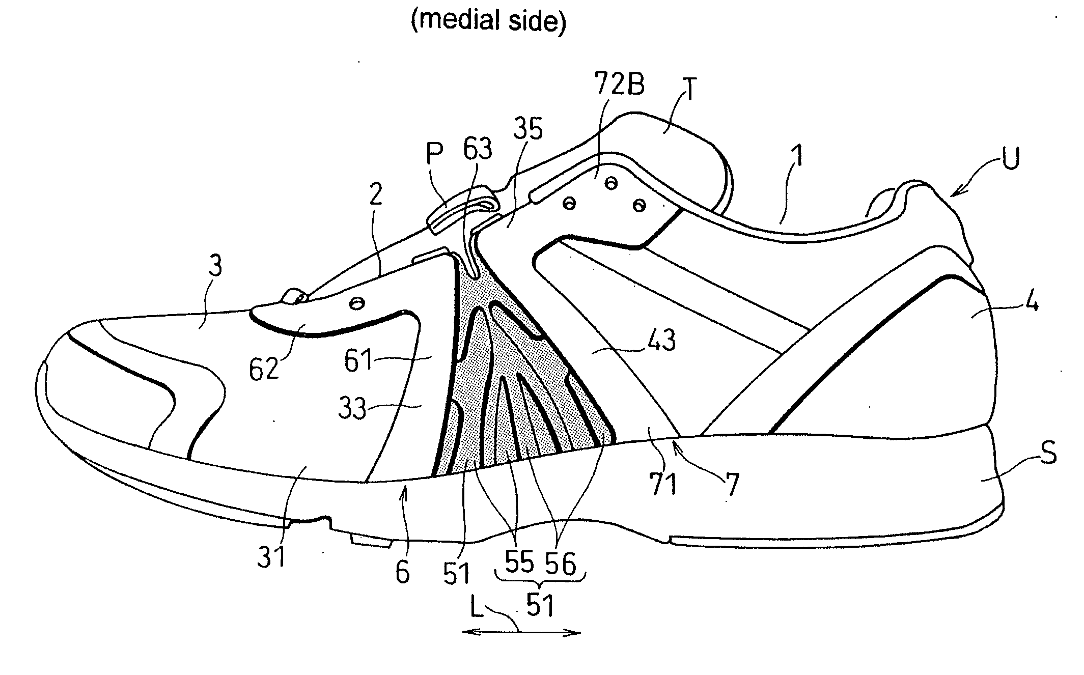 Athletic Shoes Having an Upper Whose Fitting Property is Improved