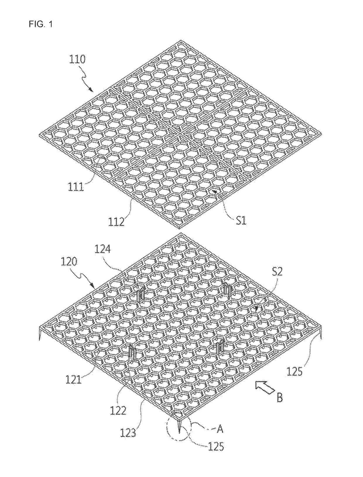 Grass protection mat with bottom supporting mat and method of constructing the same