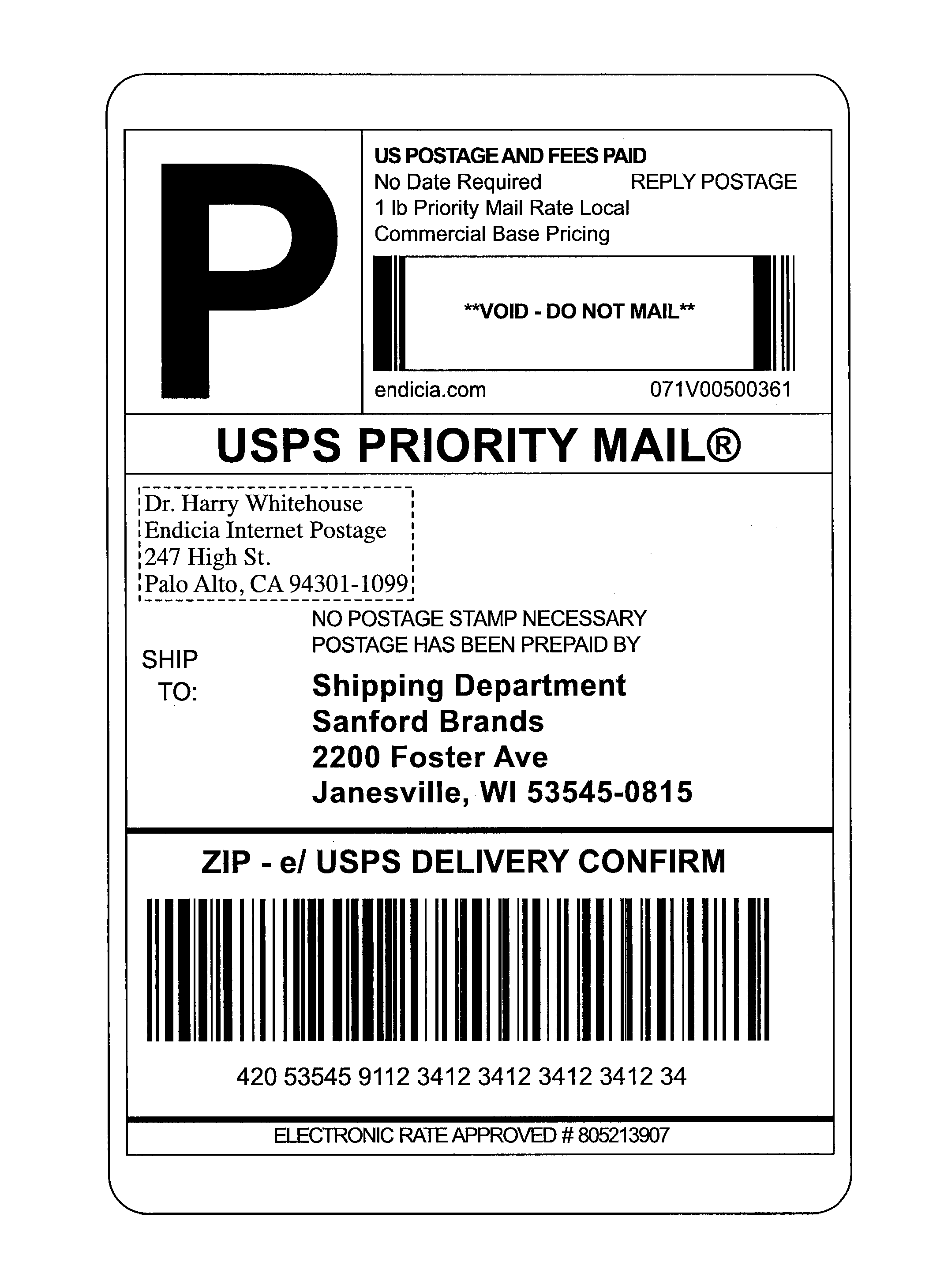 System and method for processing a mailing label
