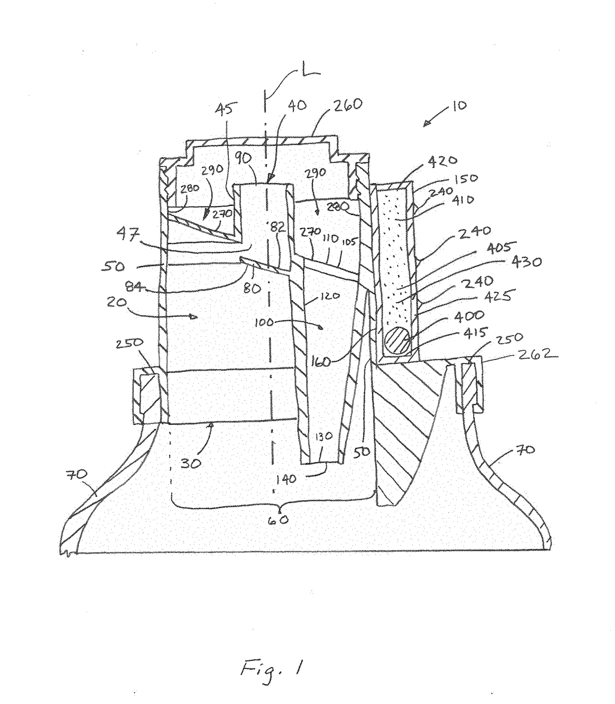 Apparatus and process for dispensing a measured quantity of liquid product