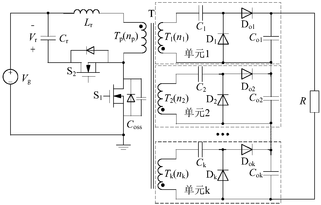Multi-resonant network unit isolated high-gain DC converter