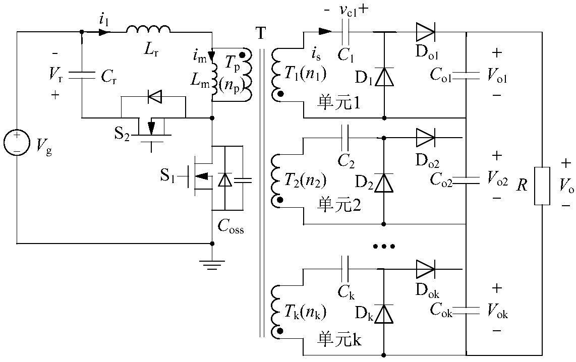 Multi-resonant network unit isolated high-gain DC converter