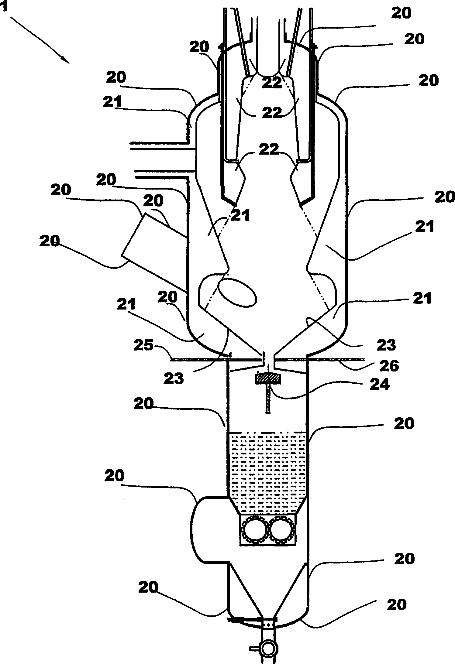 Polyhedral gasifier and relative method