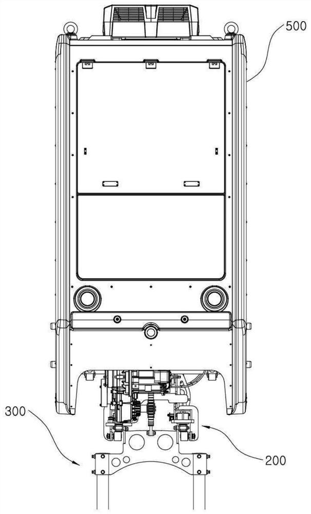 Tracked vehicle system with three-line rail unit