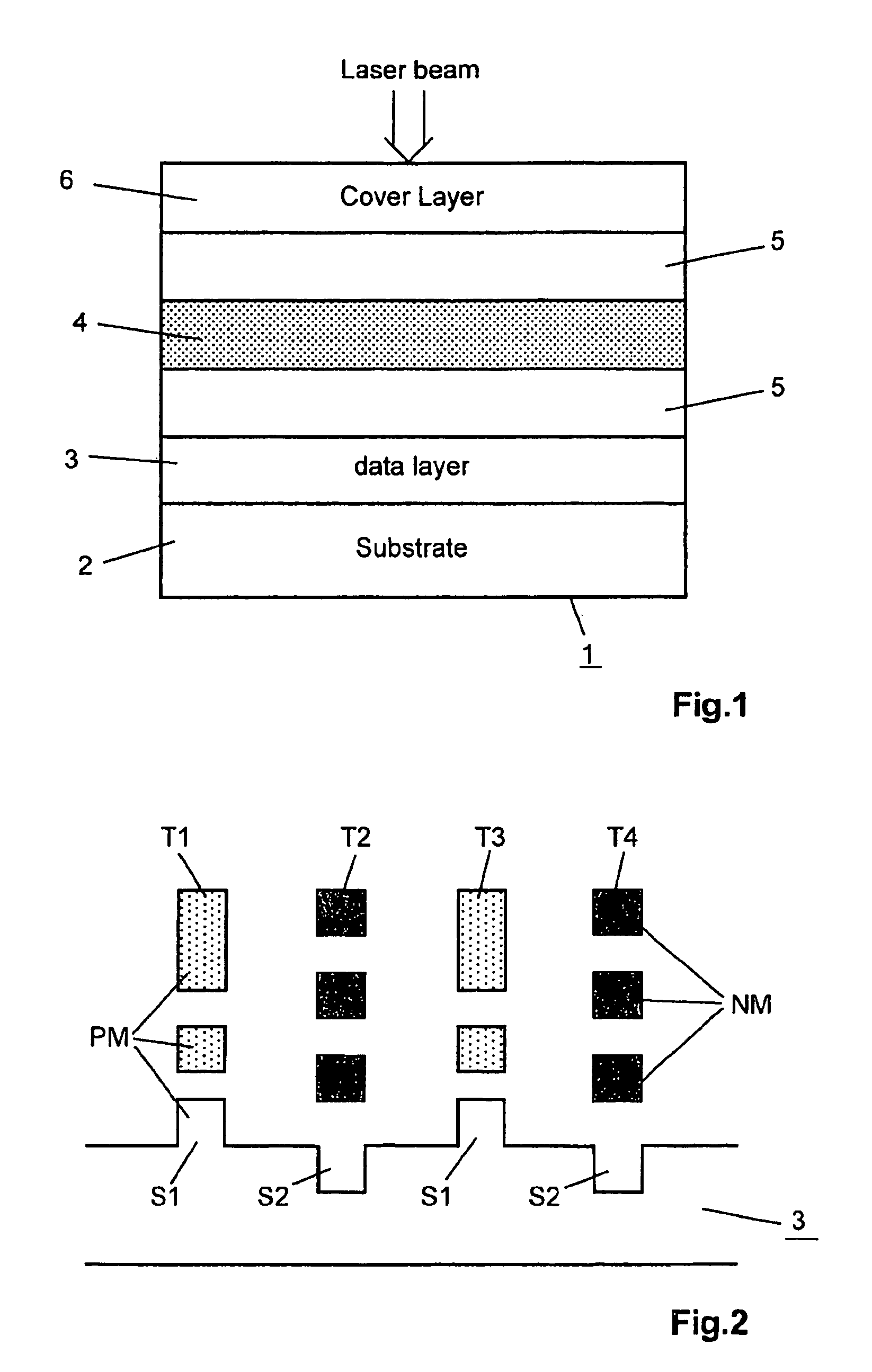 Optical storage medium comprising tracks with positive and negative marks, and stampers and production methods for manufacturing of the optical storage medium