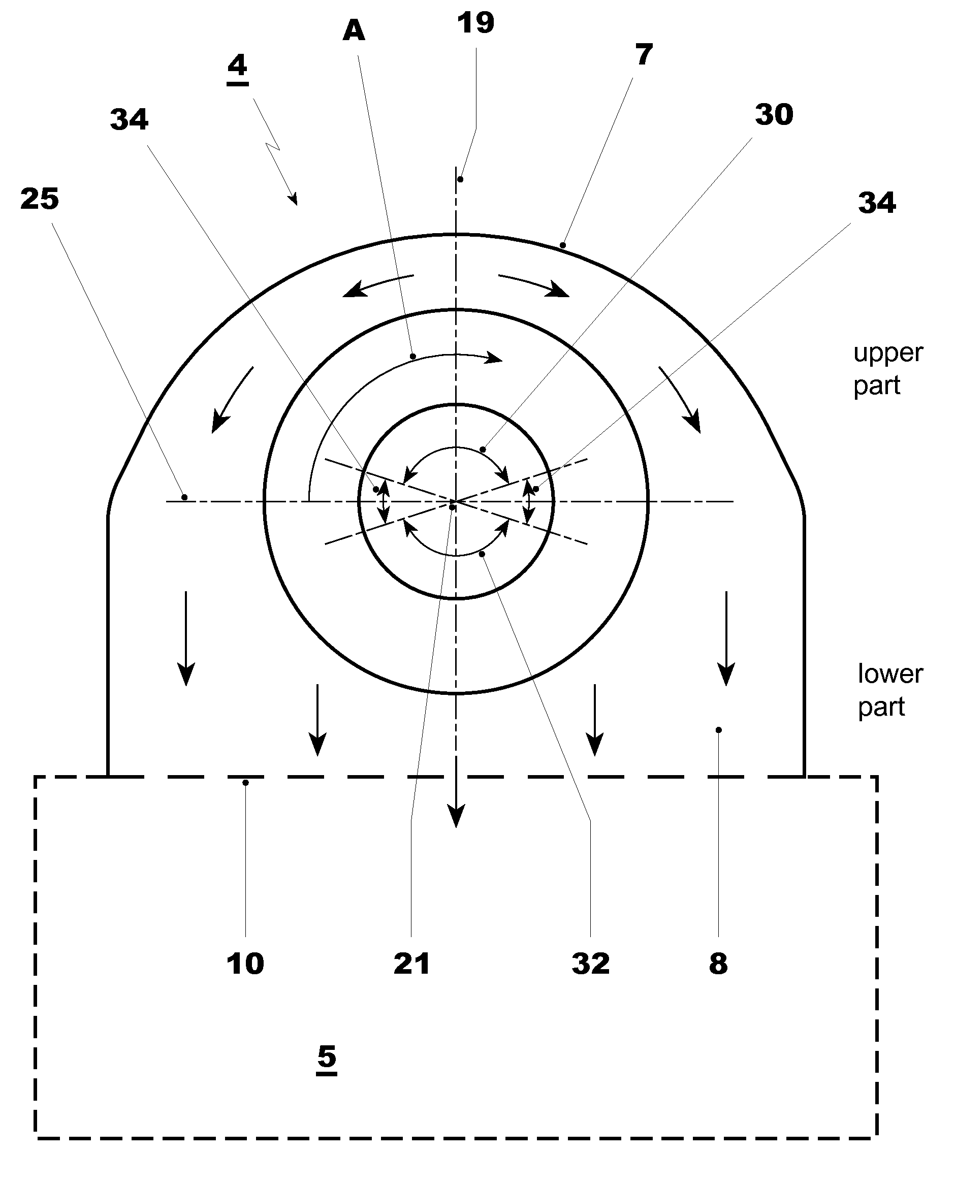 Axial turbine and method for discharging a flow from an axial turbine