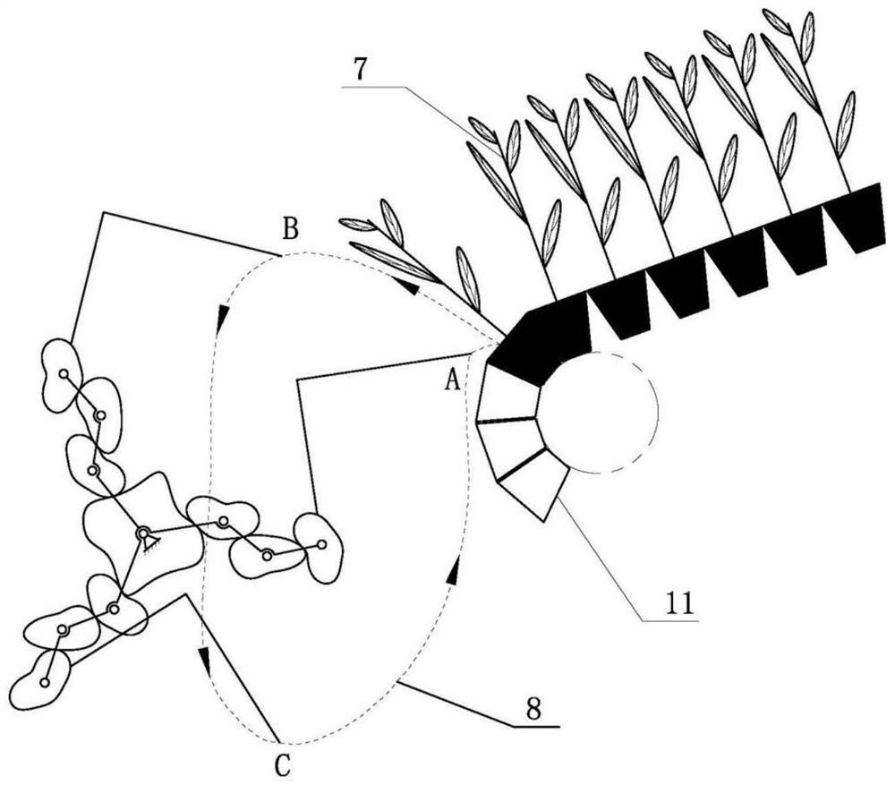 Three-arm differential non-circular gear train transplanting mechanism
