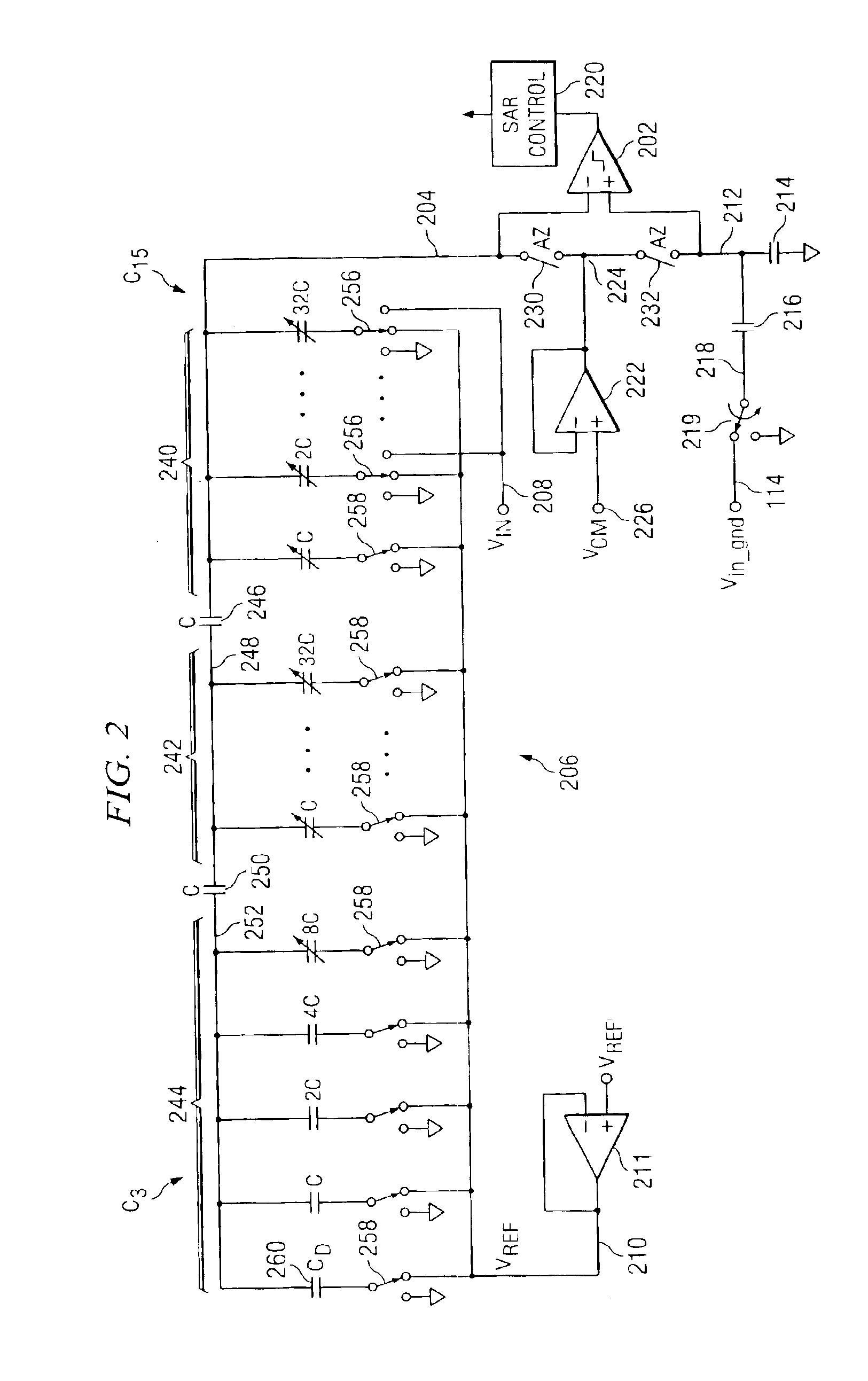 SAR analog-to-digital converter with two single ended inputs