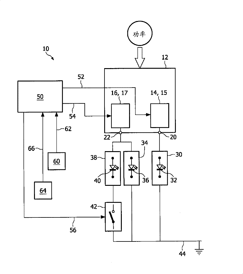 Power supply device for light elements and method for supplying power to light elements