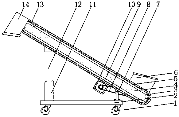 Feeding conveying belt capable of adjusting angle