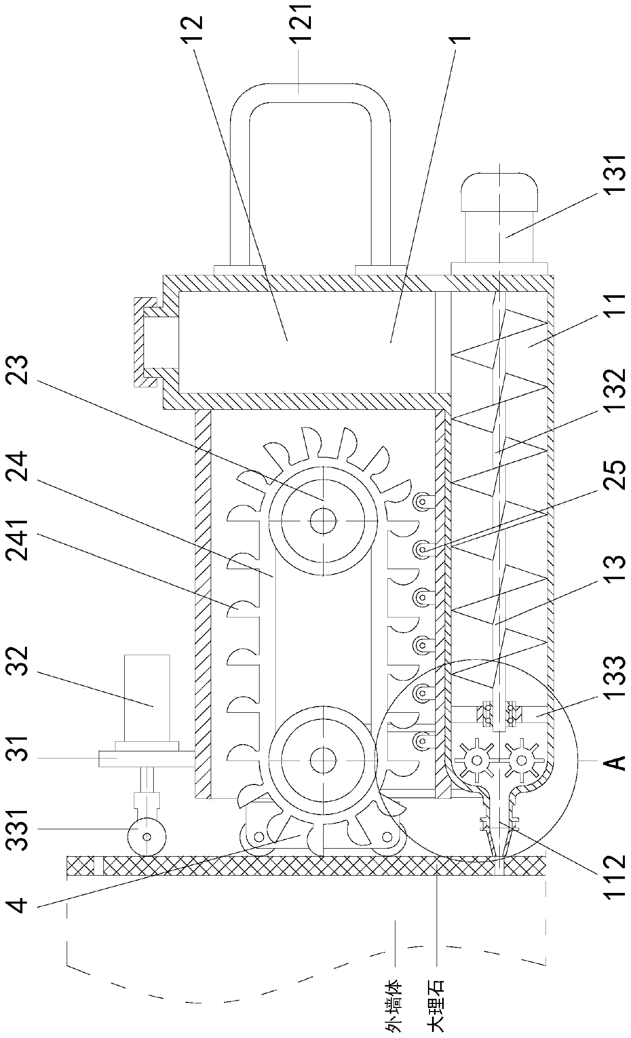 Marble reinforcing device of building outer wall surface