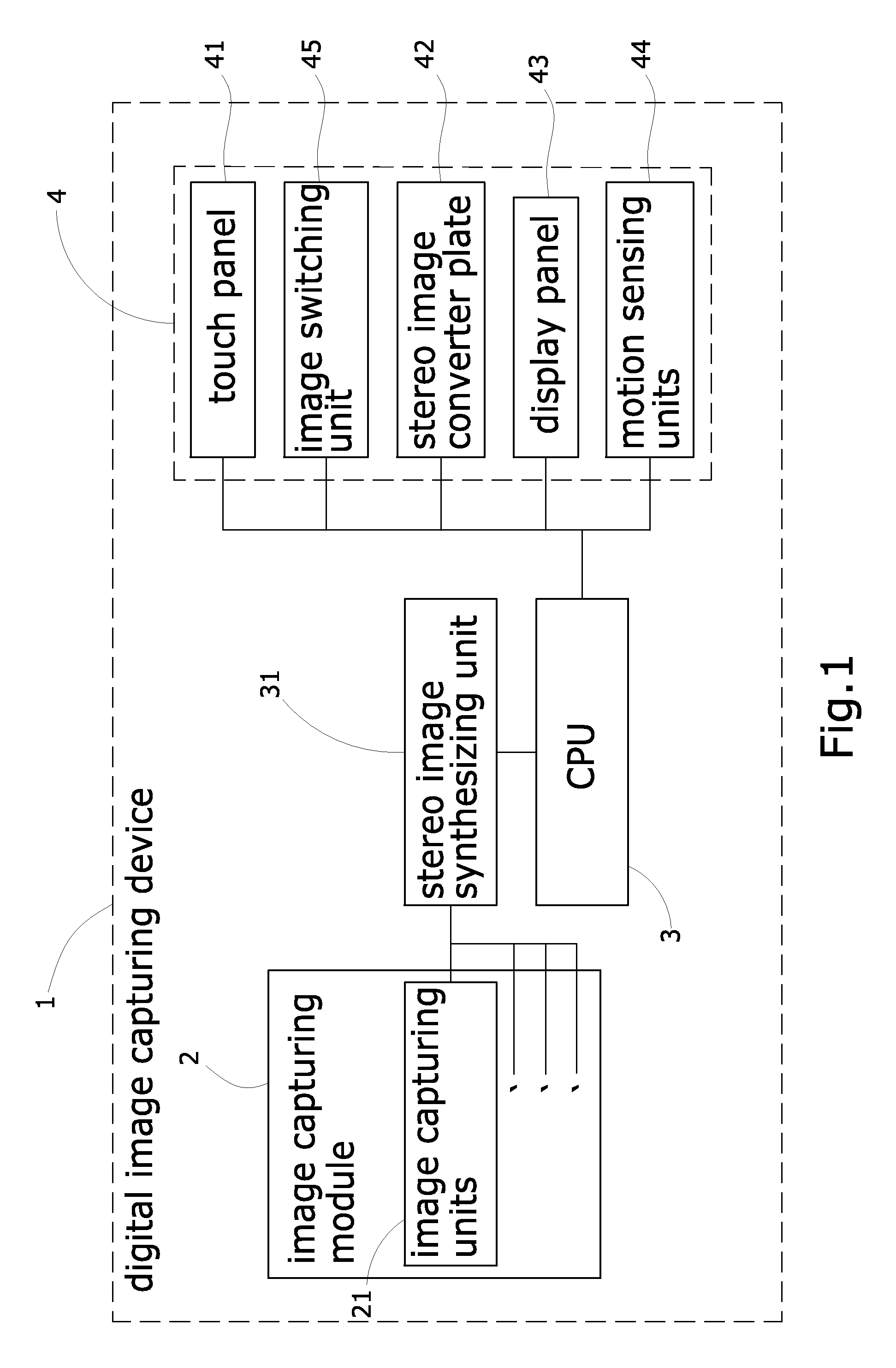 Digital image capturing device with stereo image display and touch functions