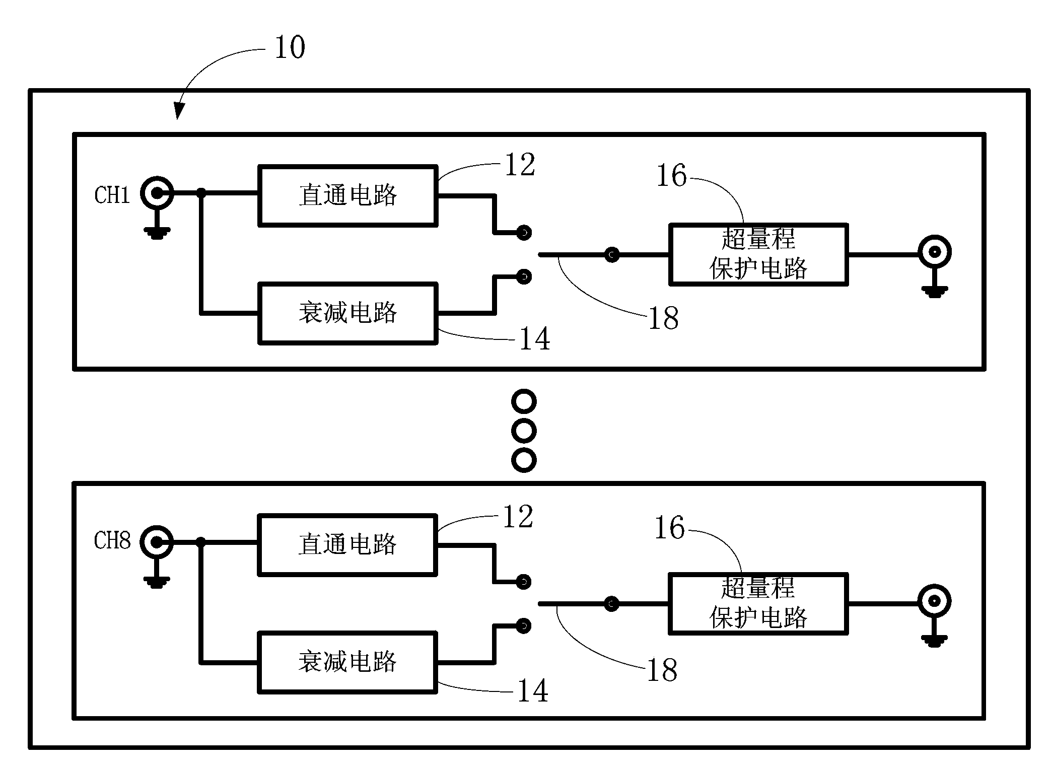 Double-range signal attenuation device