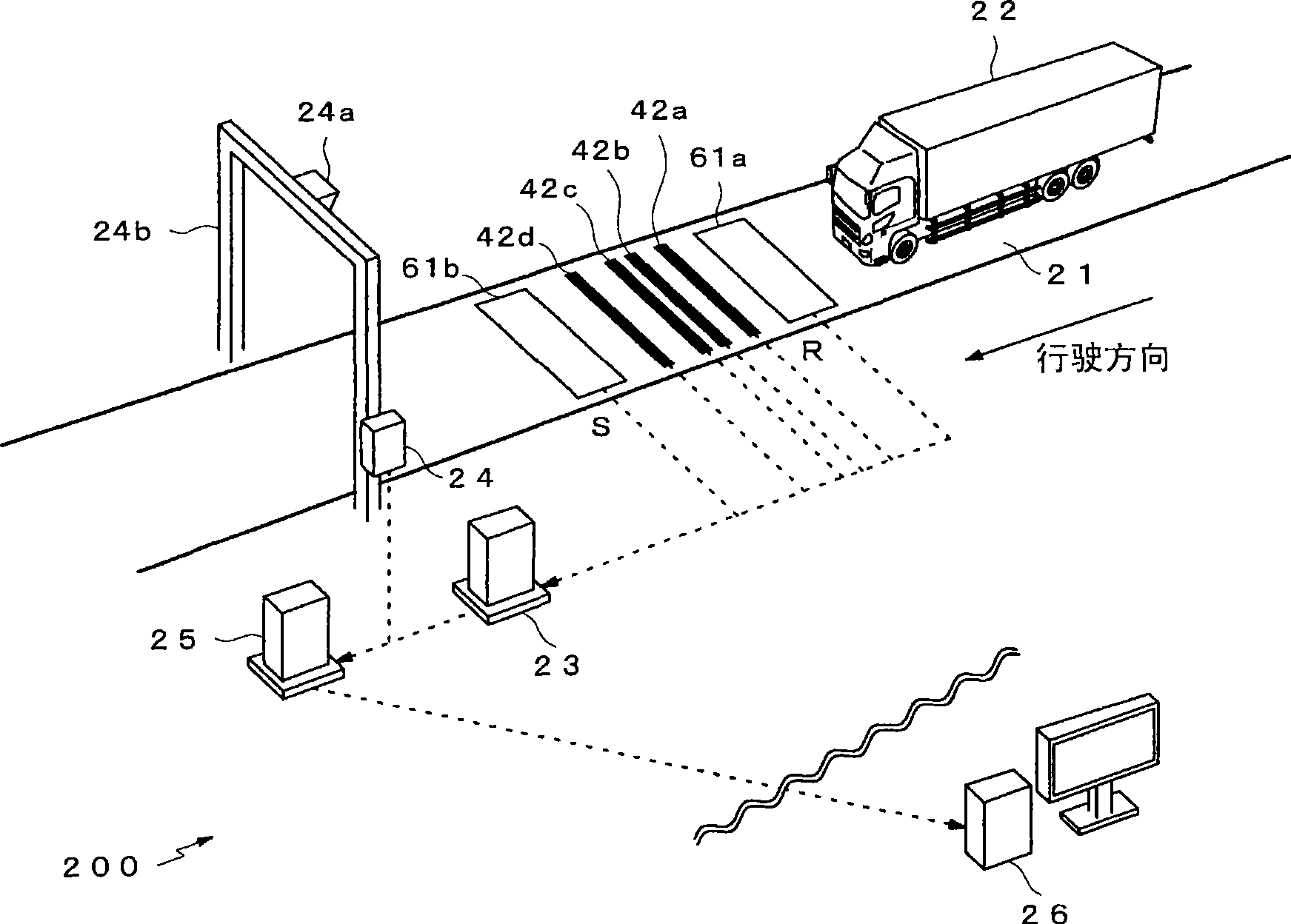 Axle load measuring system and vehicle separating method
