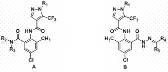 Benzamide or acylhydrazone derivative containing 5-trifluoromethyl-4-pyrazole amide structure, and application of derivative