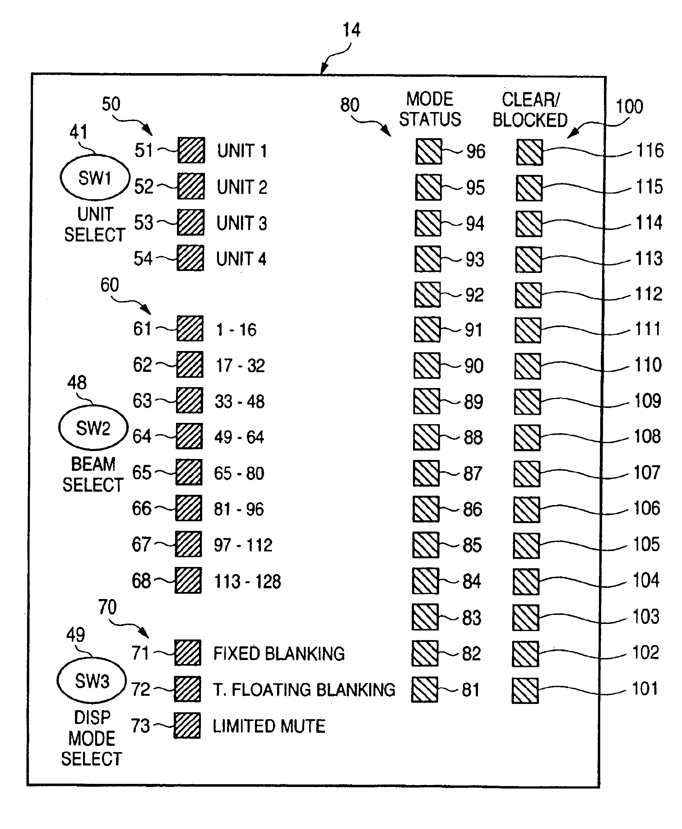 Display monitor for multi-optical-path photoelectric safety apparatus and multi-optical-path photoelectric safety apparatus including a display monitor