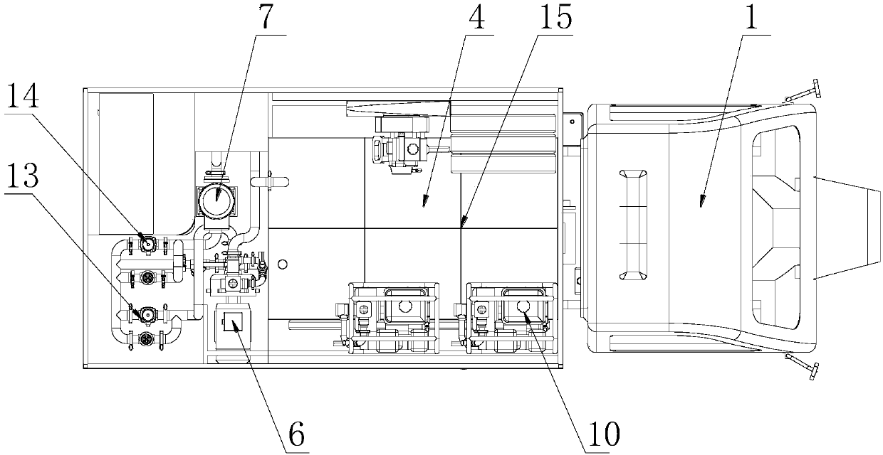 Mountain forest firefighting vehicle with high-pressure and low-pressure water supply pumps