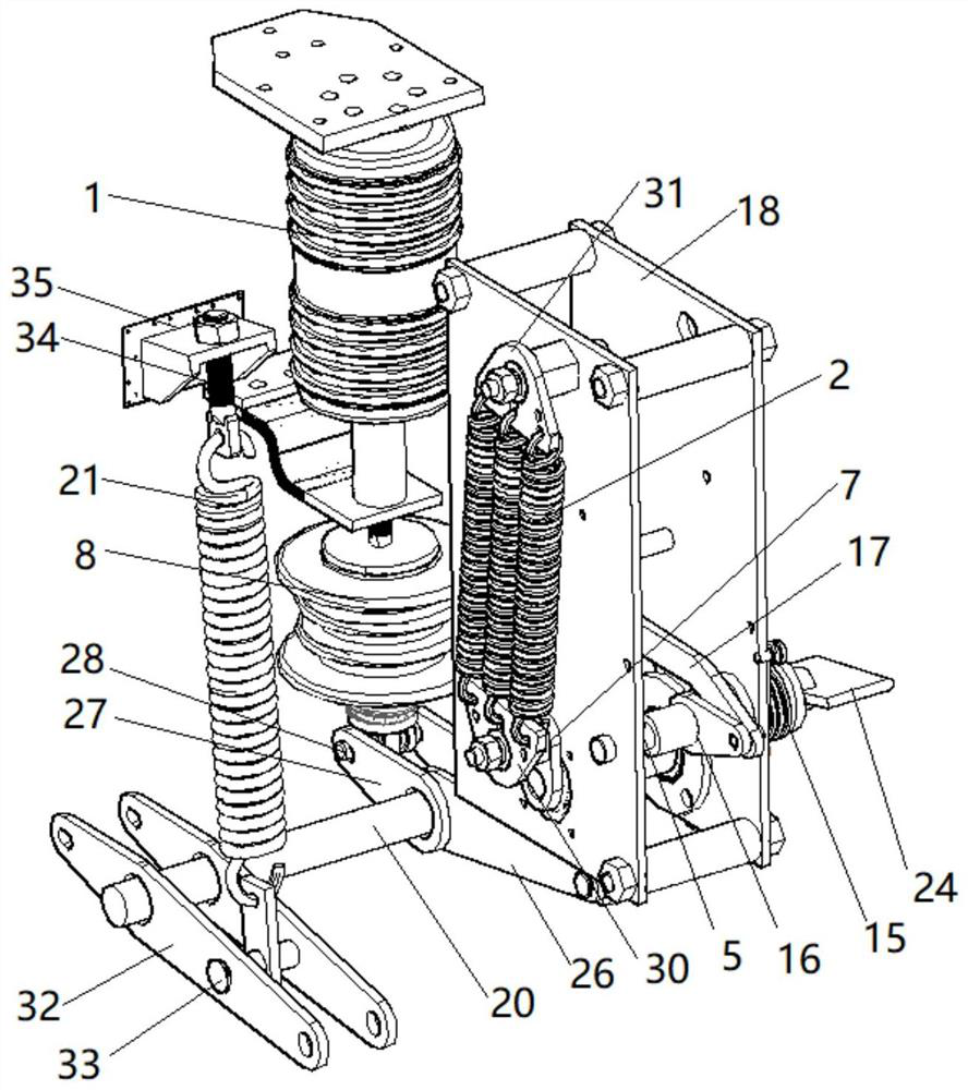 Manual modular spring energy storage switching-on mechanism