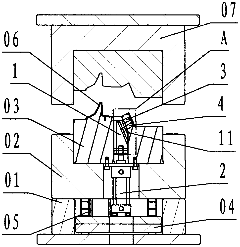 Straight-ejection inclined core-pulling device for multiple parallel linked core blocks for injection mold