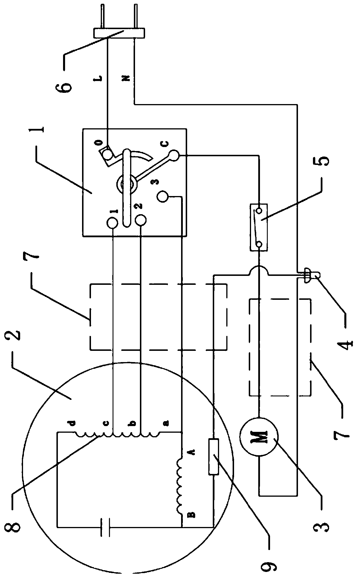 Wiring circuit of wall fan motor
