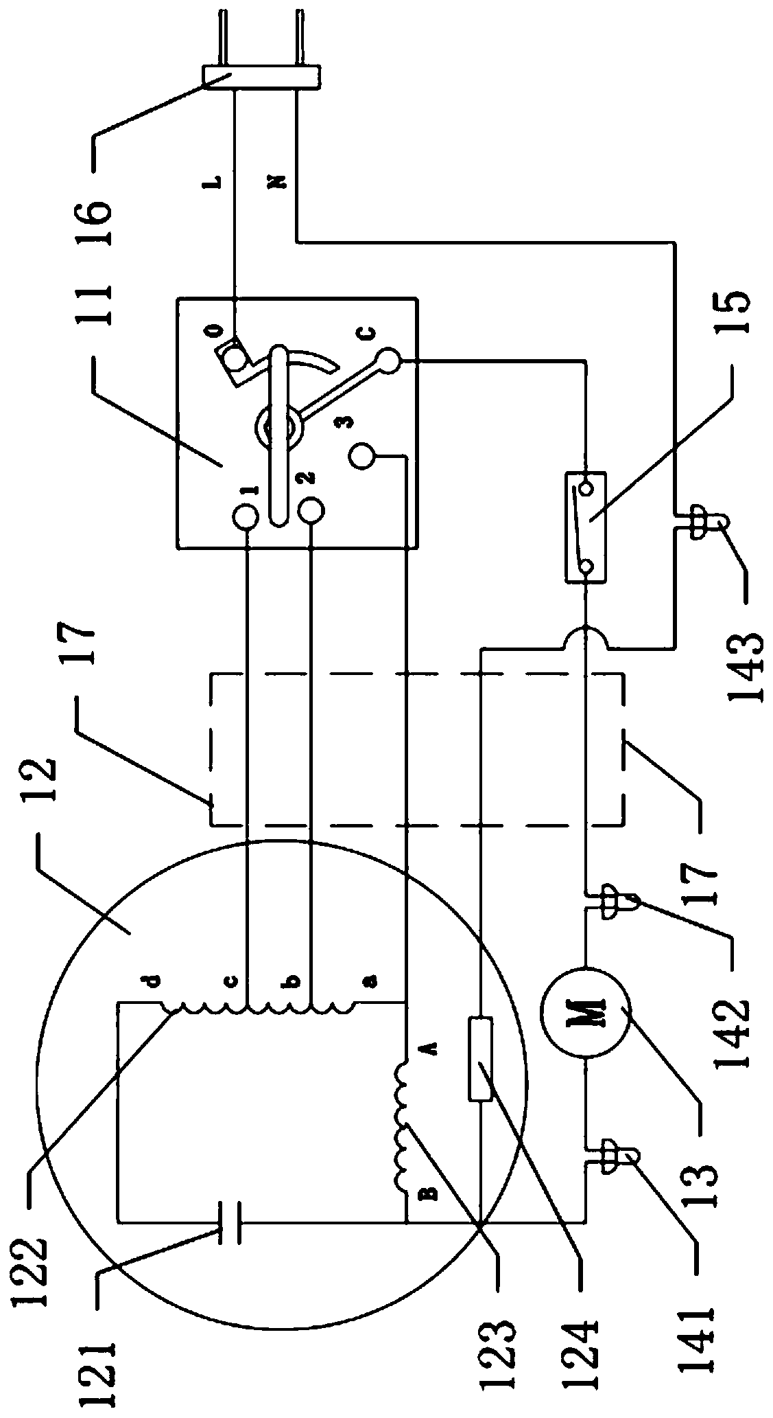 Wiring circuit of wall fan motor