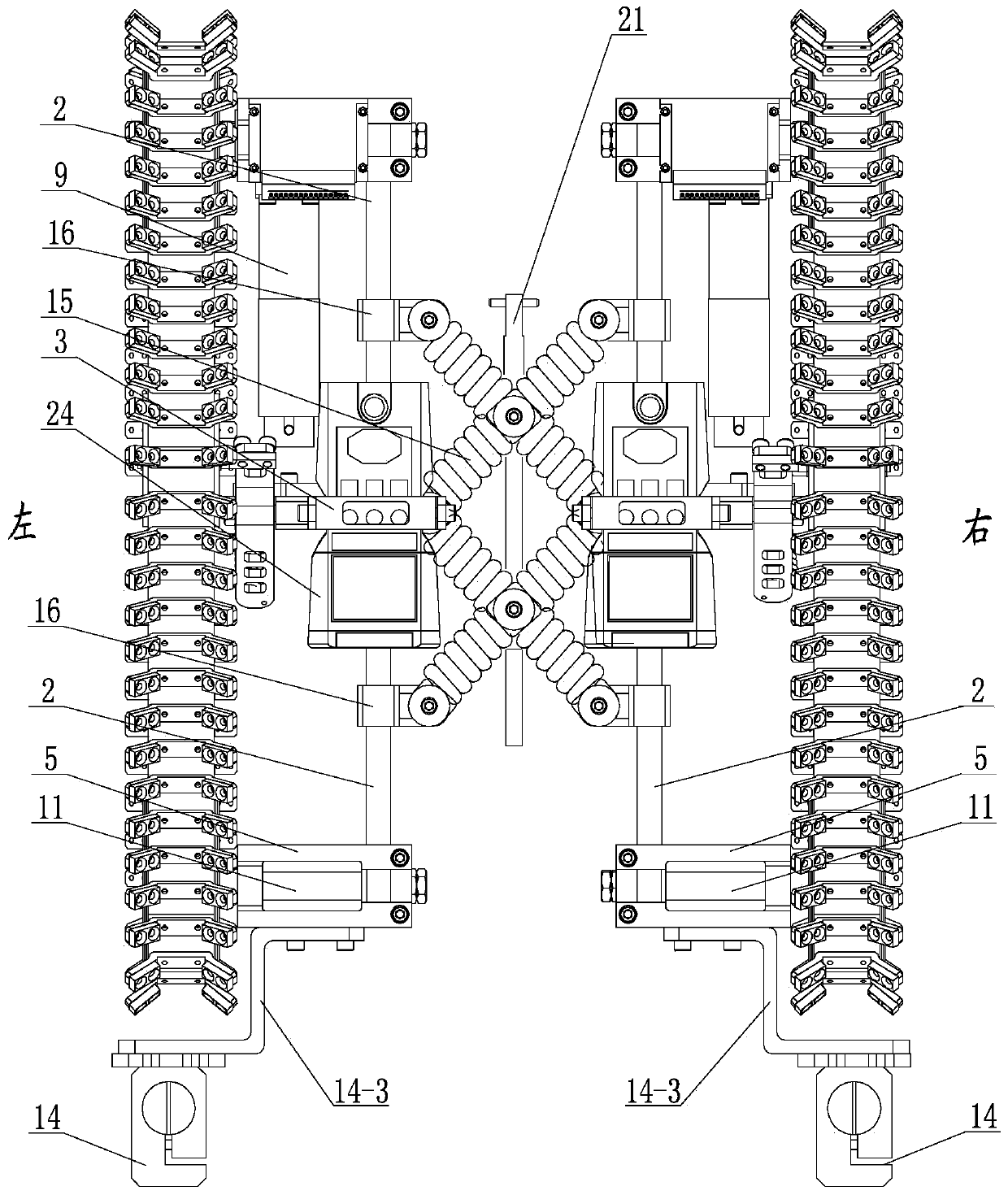 A wall-climbing robot with a spring-buffered V-shaped permanent magnet link