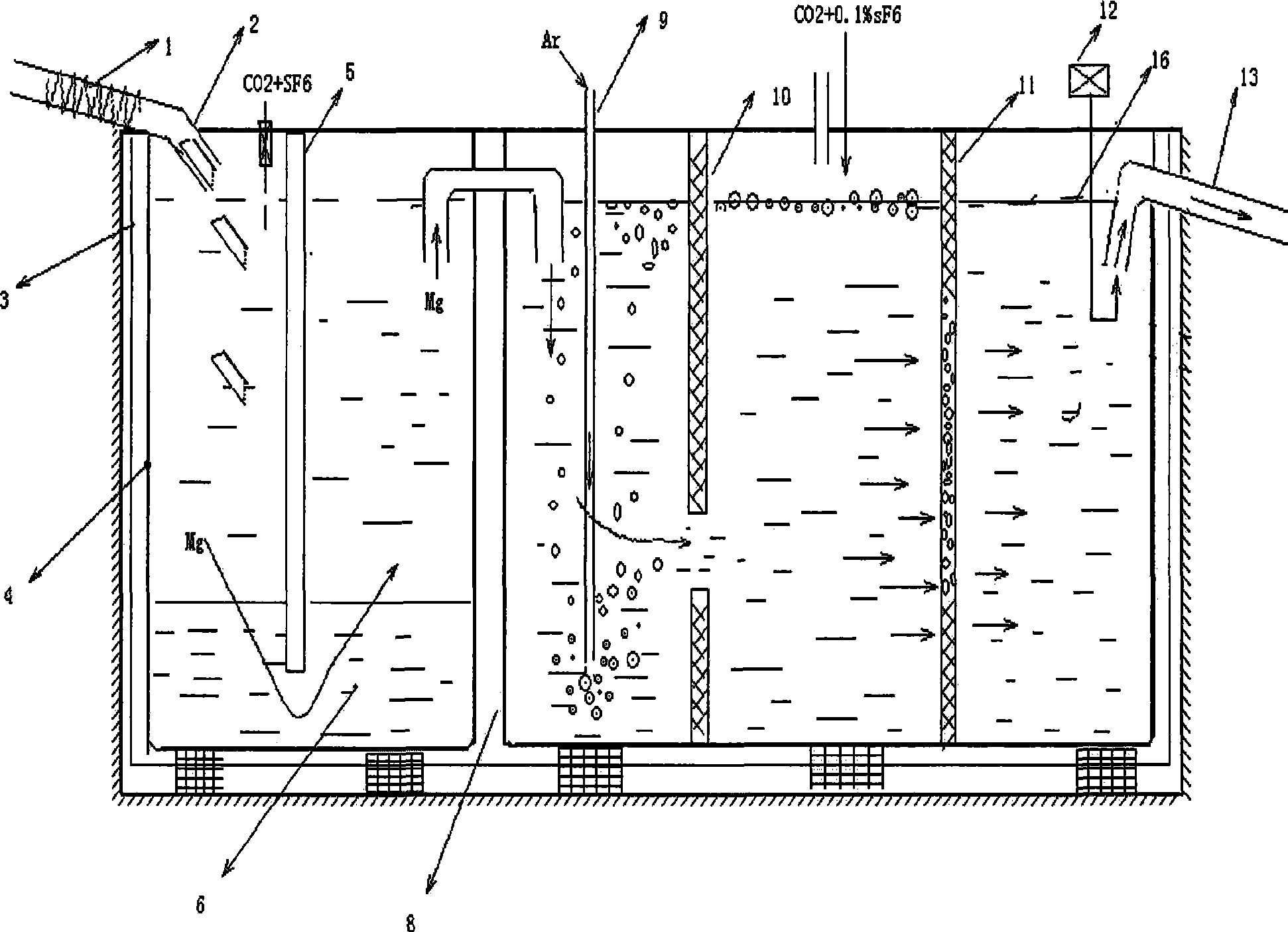 Magnesium alloy large-sized continual smelting system