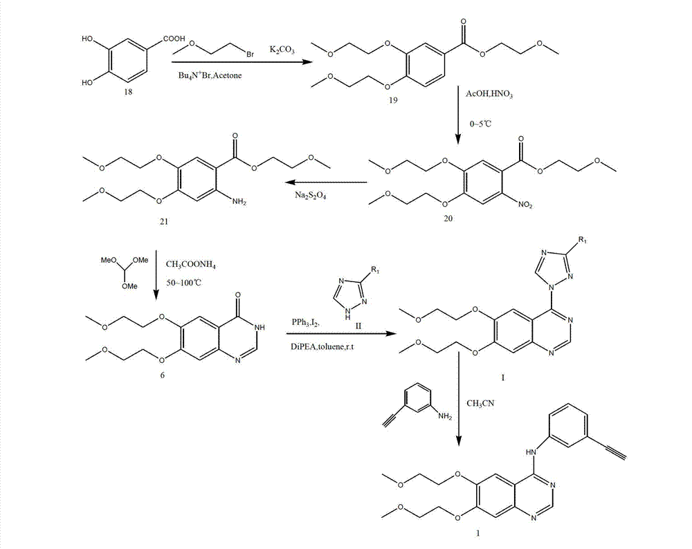 Erlotinib, and preparation method of new intermediate of erlotinib