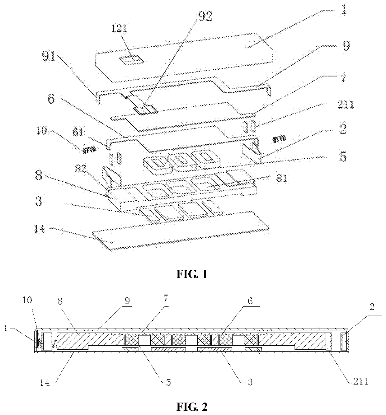 Linear motor with electric current injection assembly with springs connected to movable coil inside a mass block
