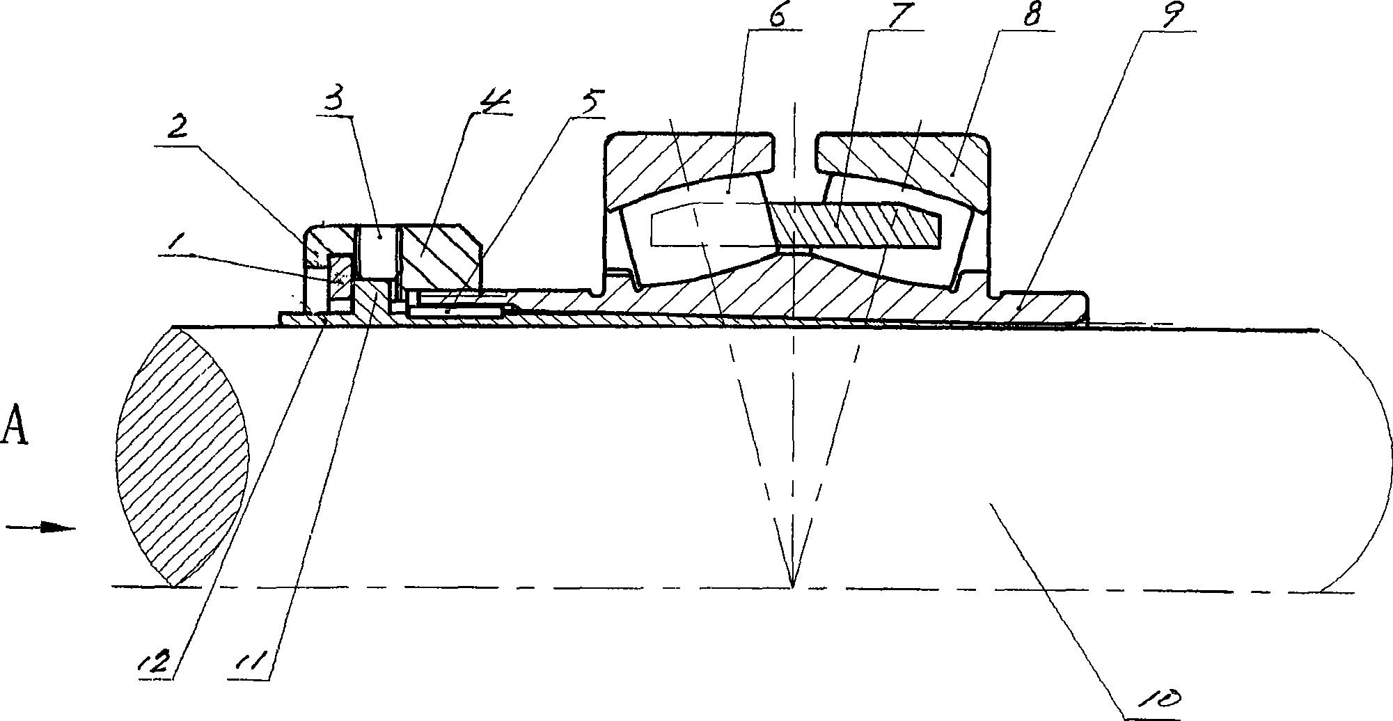Locking device for bearing with extended inner ring