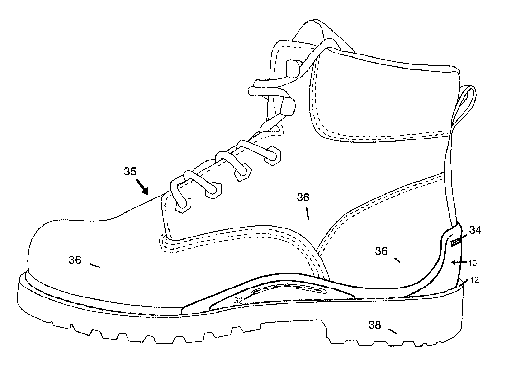 External stabilizing structure for work boots
