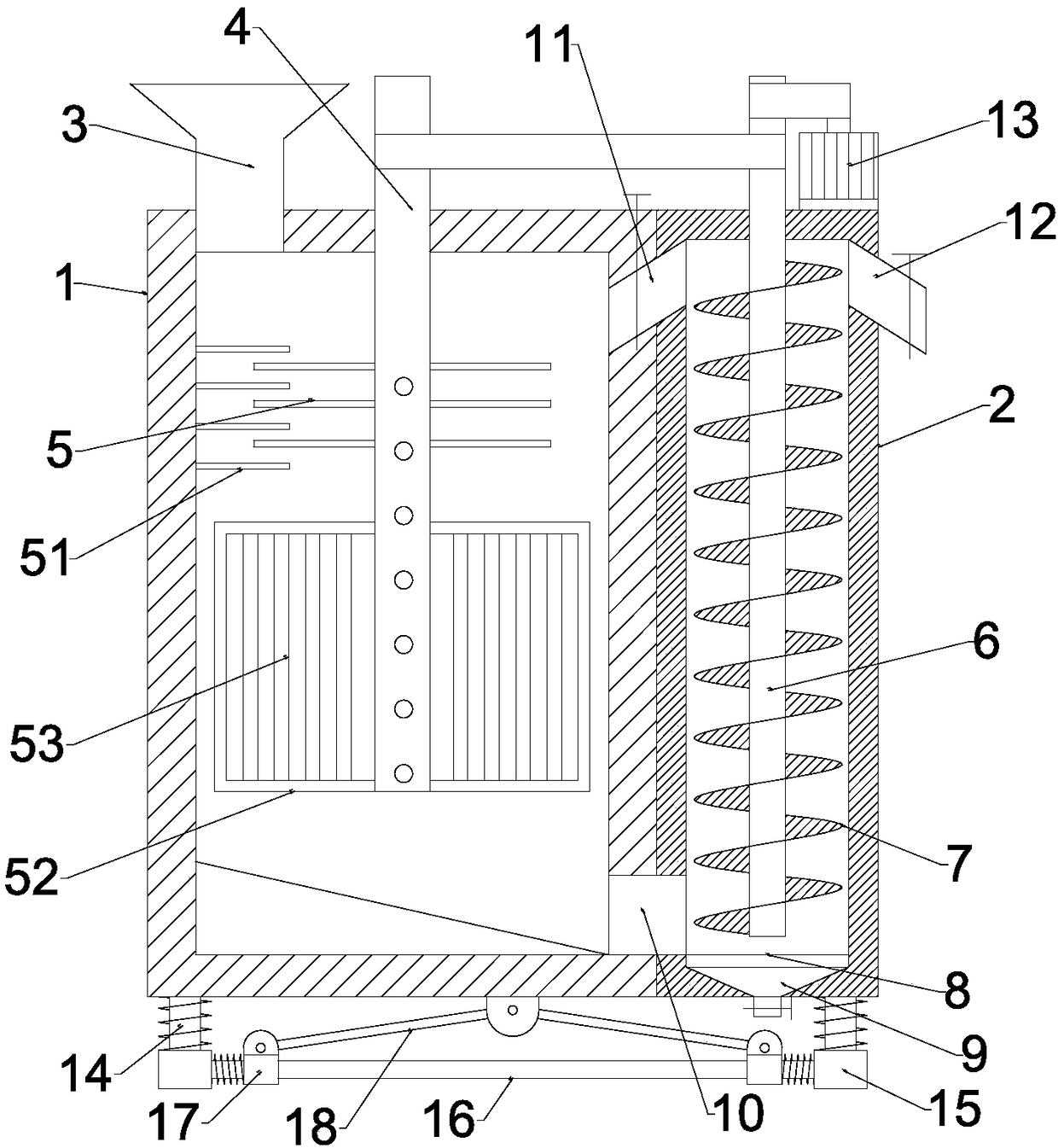 Circulating type cutting and crushing treatment device for soil contamination