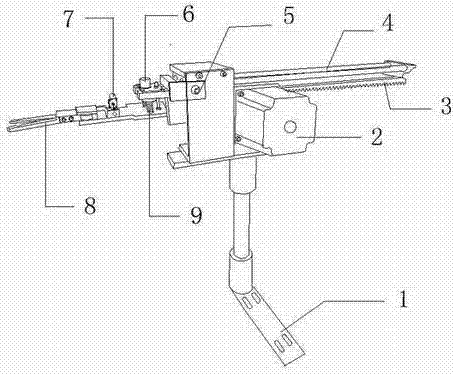 A material head device for automatic glass tube clamping of automatic bottle feeding machine