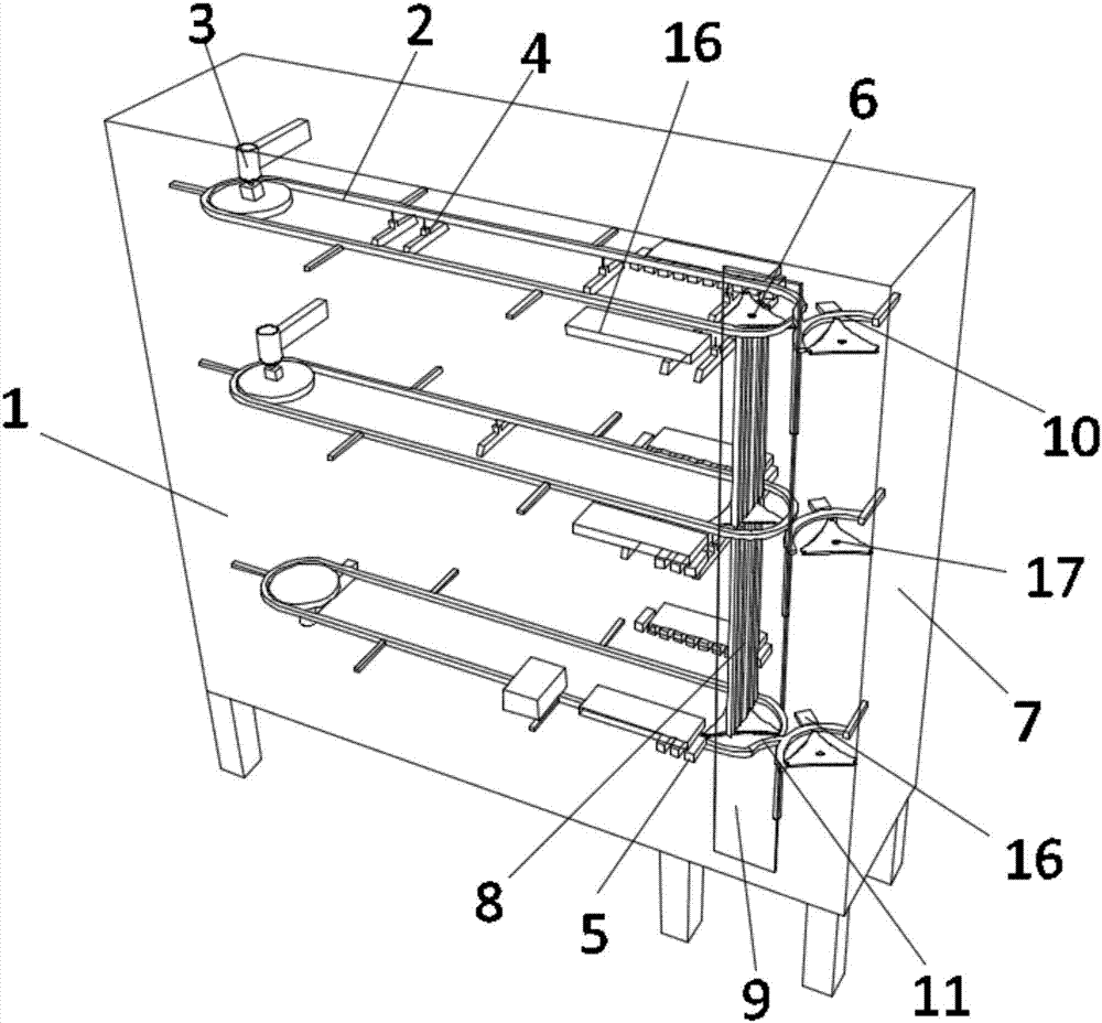Assembly line type clothes control storage device
