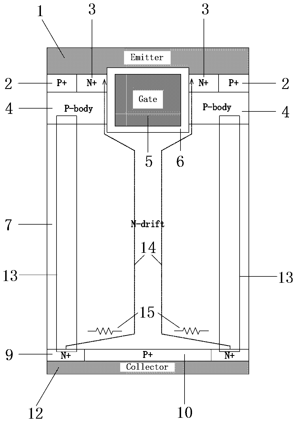Reverse conducting insulated gate bipolar transistor (RC-IGBT) device